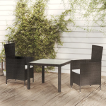 Vidaxl 3-delige Tuinset Met Kussens Poly Rattan - Negro