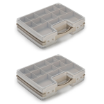 Forte Plastics 2x Stuks Opbergkoffertje/opbergdoos/sorteerboxen 22-vaks Kunststof Taupe 28 X 21 X 6 Cm - Opbergbox