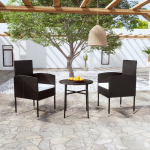 Vidaxl 3-delige Tuinset Poly Rattan - Negro