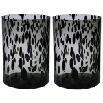 Bellatio Design Set Van 2x Stuks Modieuze Bloemen Cylinder Vaas/vazen Van Glas 30 X 19 Cm Fantasy - Vazen - Zwart