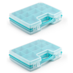 Forte Plastics 2x Stuks Opbergkoffertje/opbergdoos/sorteerboxen 22-vaks Kunststof 28 X 21 X 6 Cm - Opbergbox - Blauw