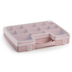 Forte Plastics Opbergkoffertje/opbergdoos/sorteerbox 13-vaks Kunststof Oud 27 X 20 X 3 Cm - Opbergbox - Roze