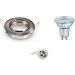 BES LED Led Spot Set - Aigi - Osram Parathom Par16 930 36d - Gu10 Fitting - Dimbaar - Inbouw Rond - Mat Chroom - 3.7w - Warm - Wit