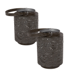 Cosy @ Home Set Van 2x Stuks Metalen Theelichthouder / Lantaarn 16 Cm - Waxinelichtjeshouders - Bruin