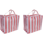 Set Van 2x Wastassen/boodschappentassen/opbergtassen Wit/ 55 X 55 X 30 Cm - Shoppers - Rood