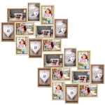 2x Stuks Multi Fotolijst Met Houten Frame Met 10 Lijstjes Geschikt Voor Een Foto Van 10 X 15 Cm - Fotolijsten - Bruin