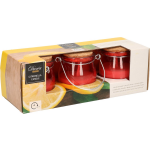 Decoris Set Van 3x Stuks Anti Muggen Citronella Kaars In Glazen Potje - Geurkaarsen - Rood