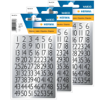 8x Stickervelletjes 1-100 Plak Cijfers/getallen/zilver 13x12 Mm - Stickers - Silver
