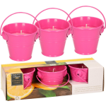 Decoris Set Van 6x Stuks Anti Muggen Citronella Kaars In Zinken Potje - Geurkaarsen - Roze