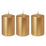 3x Kaarsen 5 X 8 Cm 18 Branduren Sfeerkaarsen - Stompkaarsen - Goud