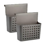 Forte Plastics Set Van 2x Stuks Badkamer/keuken Hang Opbergmandjes/organizers Antraciet 26 X 24 Cm - Opbergmanden - Grijs