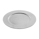 1x Ronde Decoratie Kaarsenborden/onderborden Zilver Lederlook 33 Cm - Kaarsenplateaus - Silver