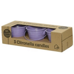 Decoris Set Van 3x Stuks Anti Muggen Citronella Kaars In Zinken Potje - Geurkaarsen - Paars