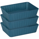 3xe Plastic Opbergmanden Rechthoekig 25 X 19 X 6 Cm - Opbergmanden - Blauw