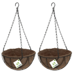 2x Stuks Metalen Hanging Baskets / Plantenbakken Met Ketting 25 Cm - Hangende Bloemen - Plantenbakken - Zwart