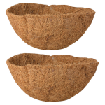 Esschert Design 2x Stuks Voorgevormde Inlegvellen Kokos Voor Hanging Basket 25 Cm - Kokosinleggers - Plantenbakken - Bruin