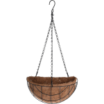 Pro Garden Metalen Hanging Basket / Plantenbak Halfrond Met Ketting 26 Cm - Hangende Bloemen - Plantenbakken - Zwart