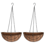 2x Stuks Metalen Hanging Baskets / Plantenbakken Halfrond Met Ketting 37 Cm - Hangende Bloemen - Plantenbakken - Zwart