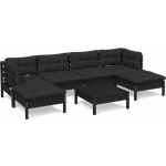 Vidaxl 7-delige Loungeset Met Kussens Grenenhout - Negro