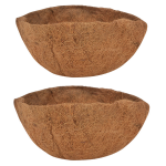 Esschert Design 2x Stuks Voorgevormde Inlegvellen Kokos Voor Hanging Basket 35 Cm - Kokosinleggers - Plantenbakken - Bruin