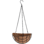 Pro Garden Metalen Hanging Basket / Plantenbak Halfrond Met Ketting 31 Cm - Hangende Bloemen - Plantenbakken - Zwart