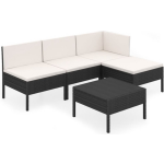 Vidaxl 5-delige Loungeset Met Kussens Poly Rattan - Zwart