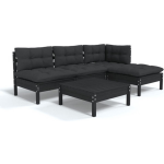 Vidaxl 5-delige Loungeset Met Kussens Grenenhout - Zwart