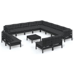 Vidaxl 14-delige Loungeset Met Kussens Massief Grenenhout - Negro