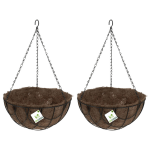 2x Stuks Metalen Hanging Baskets / Plantenbakken Met Ketting 30 Cm - Hangende Bloemen - Plantenbakken - Zwart