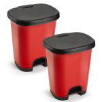 Forte Plastics 2x Stuks Afvalemmer/vuilnisemmer/pedaalemmer 18 Liter In Het/zwart Met Deksel En Pedaal - Pedaalemmers - Rood