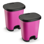 Forte Plastics 2x Stuks Afvalemmer/vuilnisemmer/pedaalemmer 18 Liter In Het/zwart Met Deksel En Pedaal - Pedaalemmers - Roze