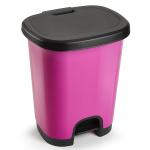 Forte Plastics Afvalemmer/vuilnisemmer/pedaalemmer 18 Liter In Het/zwart Met Deksel En Pedaal - Pedaalemmers - Roze
