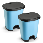 Forte Plastics 2x Stuks Afvalemmer/vuilnisemmer/pedaalemmer 18 Liter In Het Licht/ Met Deksel En Pedaal - Pedaalemmers - Blauw