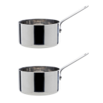 Cosy&Trendy Set Van 2x Stuks Mini Steelpan/sauspan Rvs 8 Cm - Steelpannen - Silver