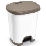 Forte Plastics Afvalemmer/vuilnisemmer/pedaalemmer 27 Liter In Het/taupe Met Deksel En Pedaal - Pedaalemmers - Wit