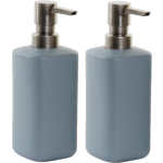 2x Stuks Zeeppompjes/zeepdispensers Licht Polystone 300 Ml - Zeeppompjes - Grijs