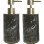 2x Stuks Zeeppompjes/zeepdispensers Marmer Look Kunststof 300 Ml - Zeeppompjes - Grijs