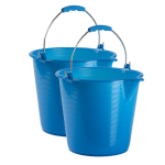 Forte Plastics 2x Stuks Huishoud Schoonmaak Emmers Kunststof 9 Liter Inhoud 30 X 26 Cm - Emmers - Blauw