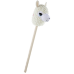 Pluche Lama / Alpaca Stokpaardje Creme 74 Cm - Hobbelpaarden