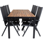 Bois Tuinmeubelset Tafel 90x205cm En 6 Stoel Break, Naturel. - Zwart