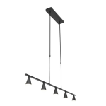 Steinhauer Hanglamp Vortex 5 Lichts L 120 Cm - Zwart