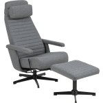 Trane Relaxfauteuil Met Draaivoet In Grijze Stof Met Hocker. - Blauw