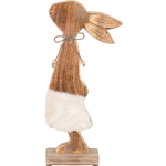 Clayre & Eef Decoratie Beeld Konijn 18*6*40 Cm, Wit Hout Decoratief Figuur Paashaas Woonaccessoires - Bruin