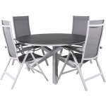 Copacabana Tuinmeubelset Tafel Ø140cm En 4 Stoel Albany, Grijs, Crèmekleur. - Wit