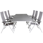 Levels Tuinmeubelset Tafel 100x160/240cm En 6 Stoel L5pos Albany, Grijs. - Wit