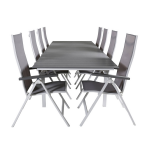 Levels Tuinmeubelset Tafel 100x229/310cm En 8 Stoel Albany, Grijs. - Wit