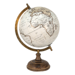 Clayre & Eef Wereldbol Decoratie 22*22*33 Cm Creme, Hout, Metaal De Wereld Globe Aardbol Creme Globe Aardbol - Bruin