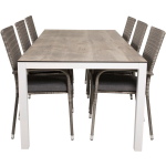 Llama Tuinmeubelset Tafel 100x205cm En 6 Stoel Anna, Gebroken. - Grijs