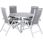 Alma Tuinmeubelset Tafel Ø120cm En 4 Stoel 5pos Albany. - Wit