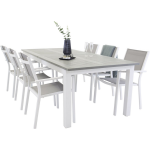 Albany Tuinmeubelset Tafel 100x224/324cm En 6 Stoel Stapel Copacabana,. - Grijs